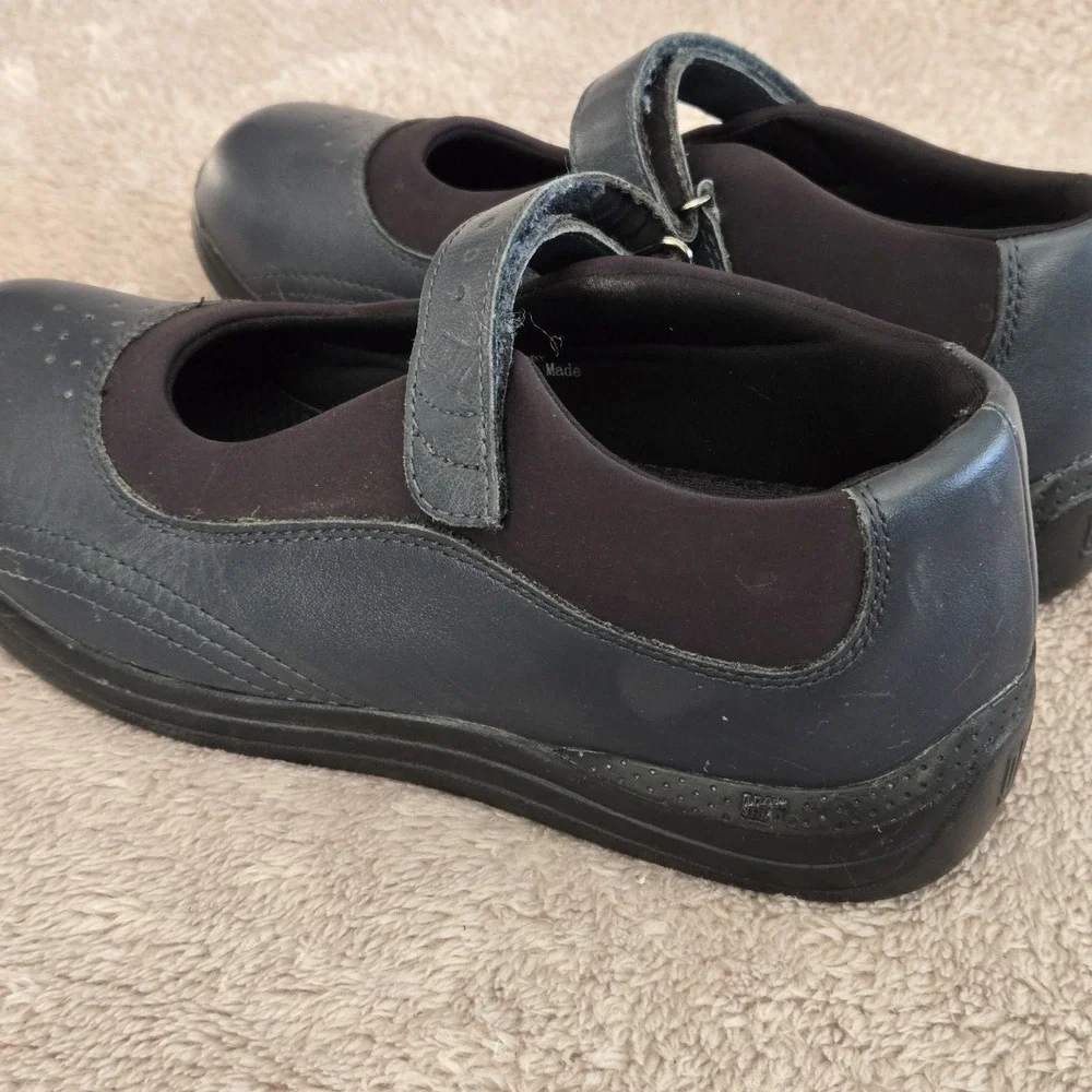 Drew Rose P221 Mary Jane Shoes Black Leather Orthopedic Comfort‎ 7.5W Wide